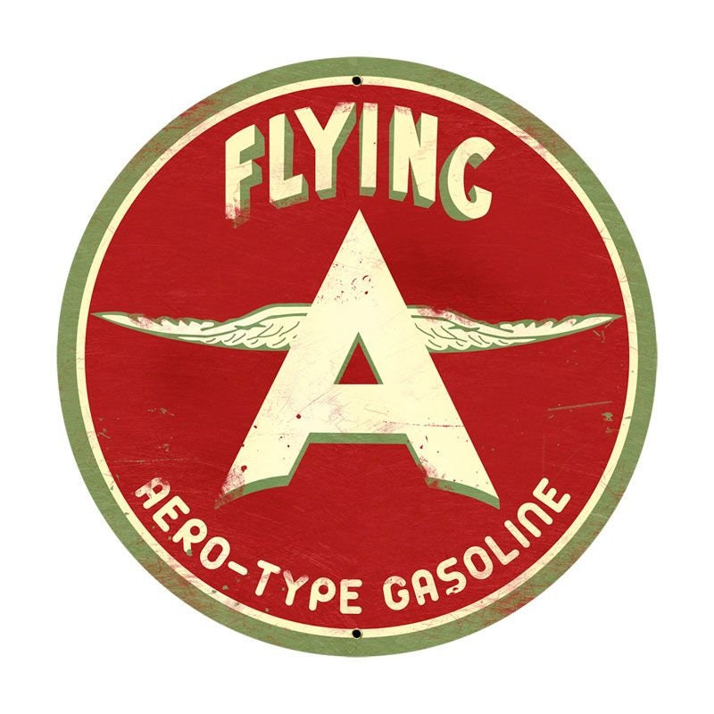 Rustic Flying A Aero-Type Gasoline Large Round 28" Metal Sign