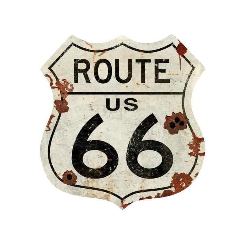 Rustic Route 66 Shield Gasoline Extra Large Metal Sign