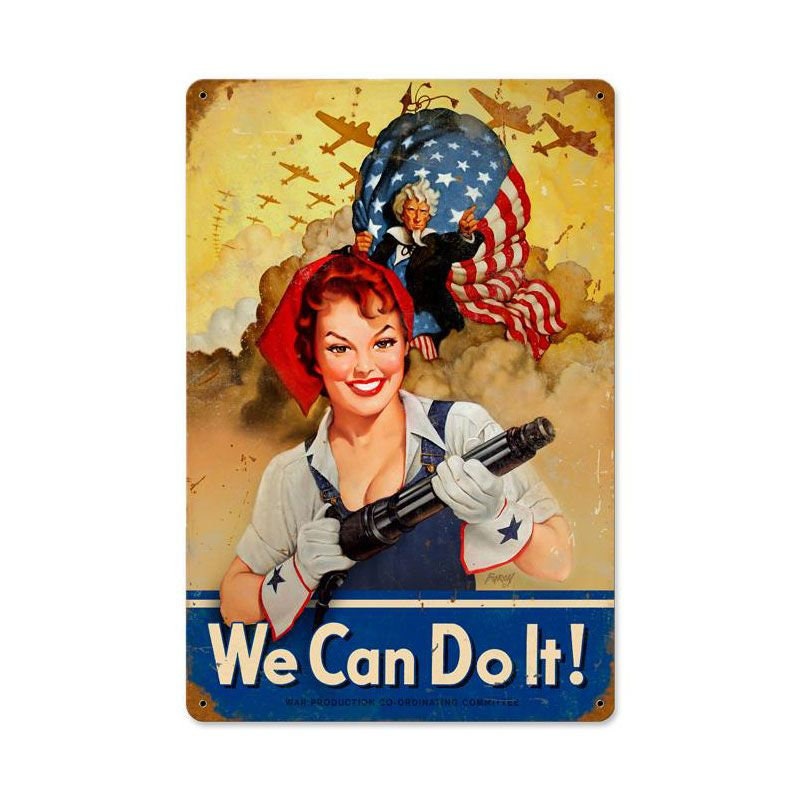 We Can Do It Rosie the Riveter Pin Up Metal Sign by Baron Von Lind, Retro Style War Propaganda