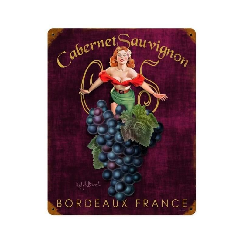 Cabernet Sauvignon, Wine Pin Up Metal Sign by Ralph Burch