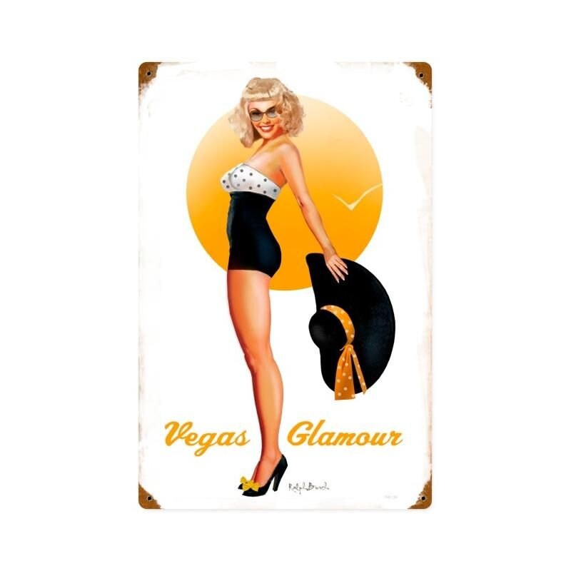 Vegas Glamour Bathing Beauty Pin Up Metal Sign by Ralph Burch