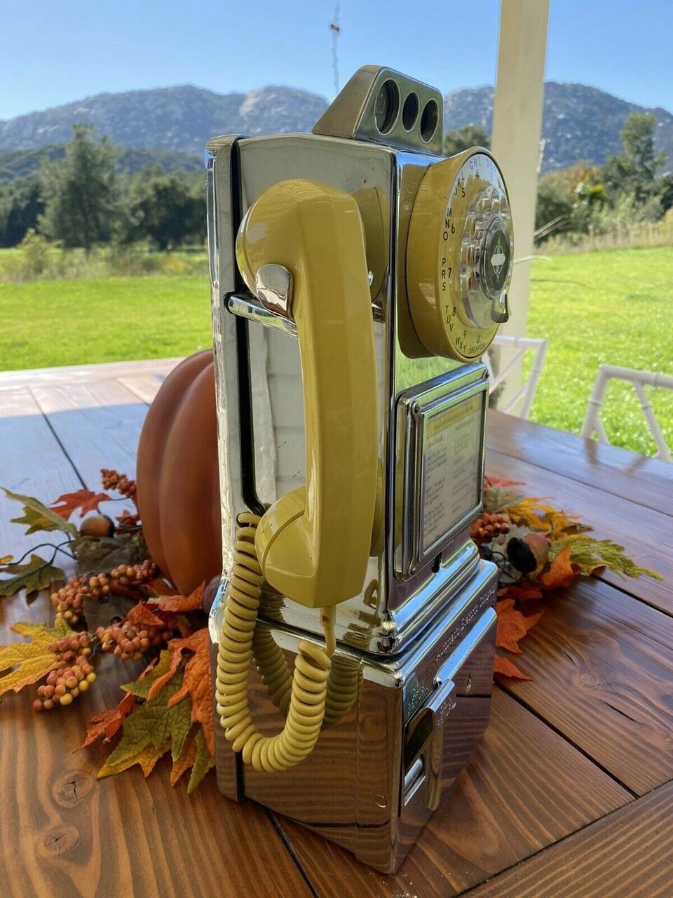 Automatic Electric Company Chrome & Yellow Art Pop Payphone Original Telephone