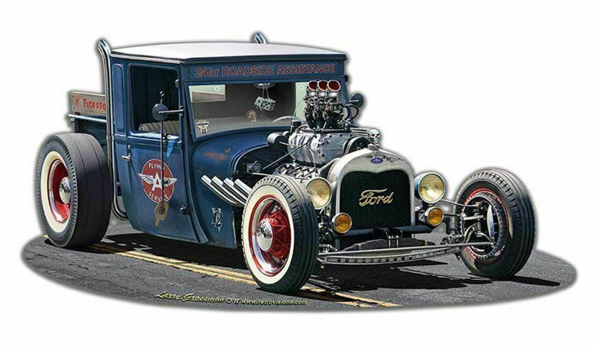 1929 Flying A Rat Rod 24 Hour Service Metal Sign by Larry Grossman