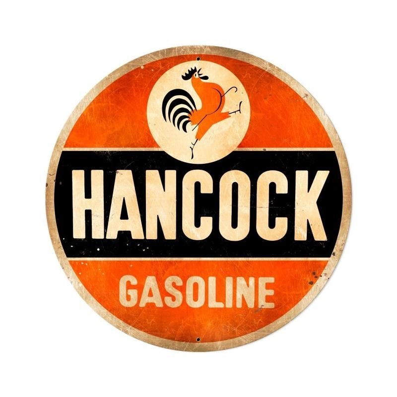 Rustic Hancock Gasoline Extra Large Round 42" Metal Sign