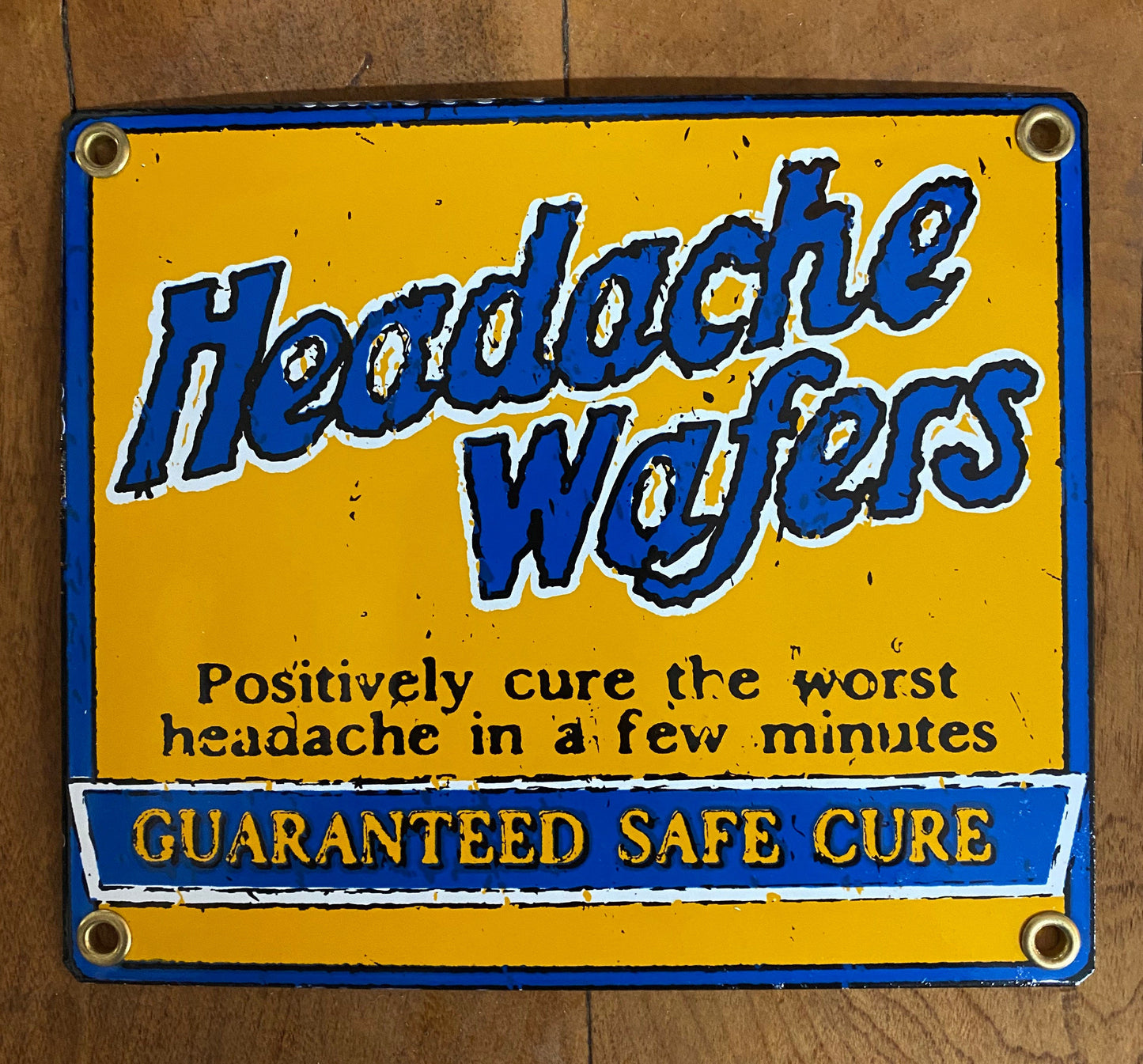 Headache Wafers Vintage Style Porcelain Sign, Household Remedies and Medicinal Cures Decor