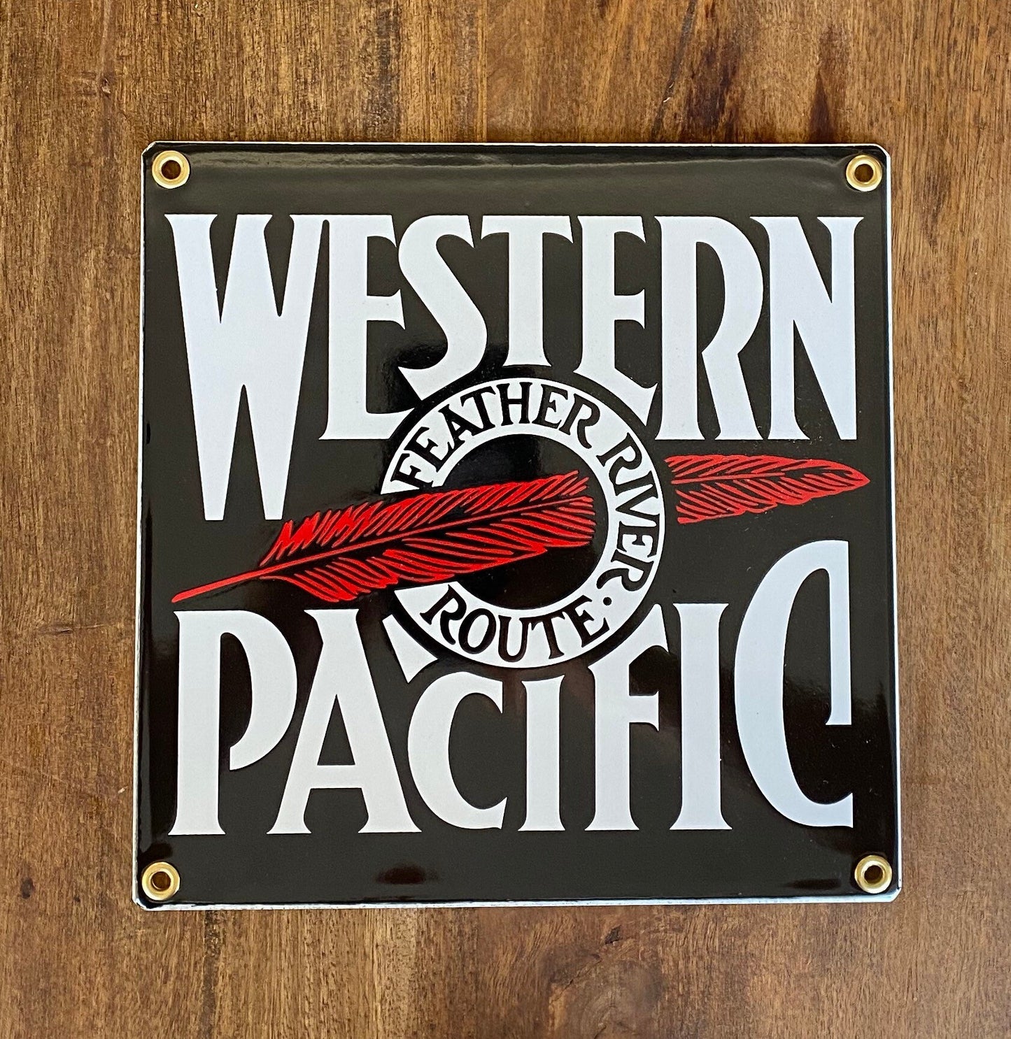 Western Pacific Feather River Route Rail Road Porcelain Sign