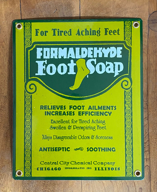 Formaldehyde Foot Soap Vintage Style Porcelain Sign, Home décor