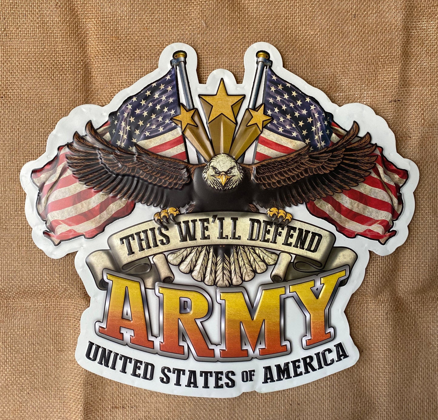 Army This We’ll Defend Military Embossed Metal Sign, Man Cave Decor