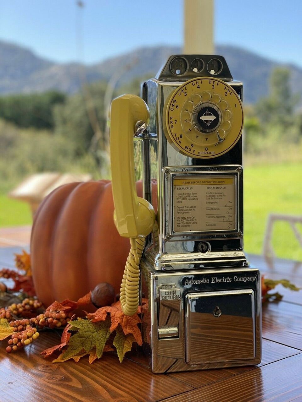 Automatic Electric Company Chrome & Yellow Art Pop Payphone Original Telephone