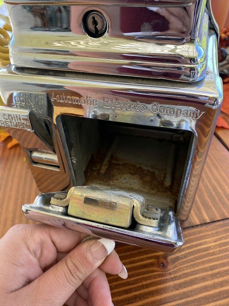 Automatic Electric Company Chrome & Yellow Art Pop Payphone Original Telephone