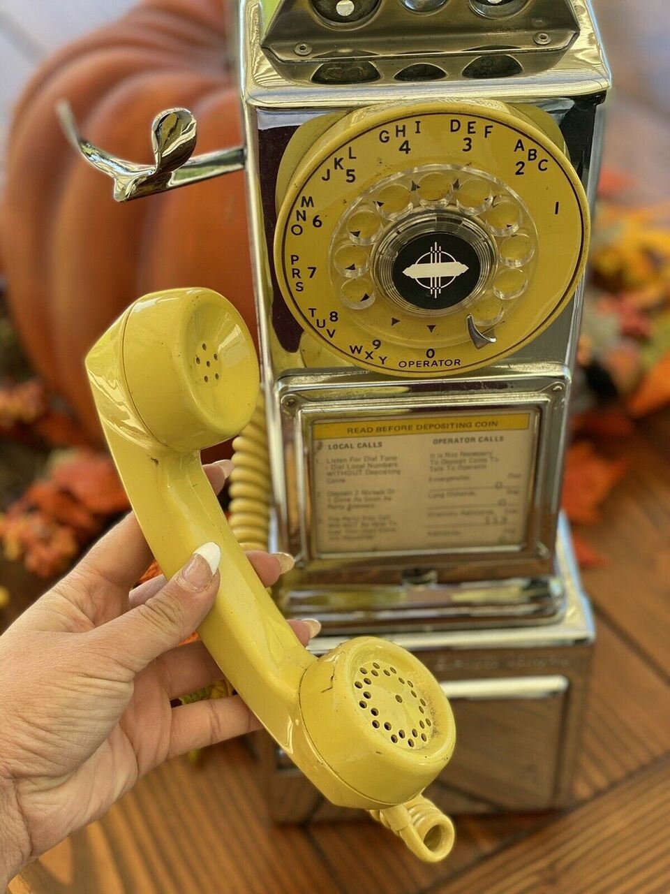 Automatic Electric Company Chrome & Yellow Art Pop Payphone Original Telephone