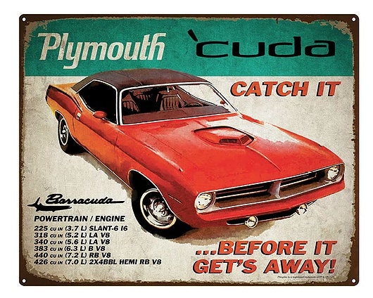 Plymouth 'Cuda Metal Sign