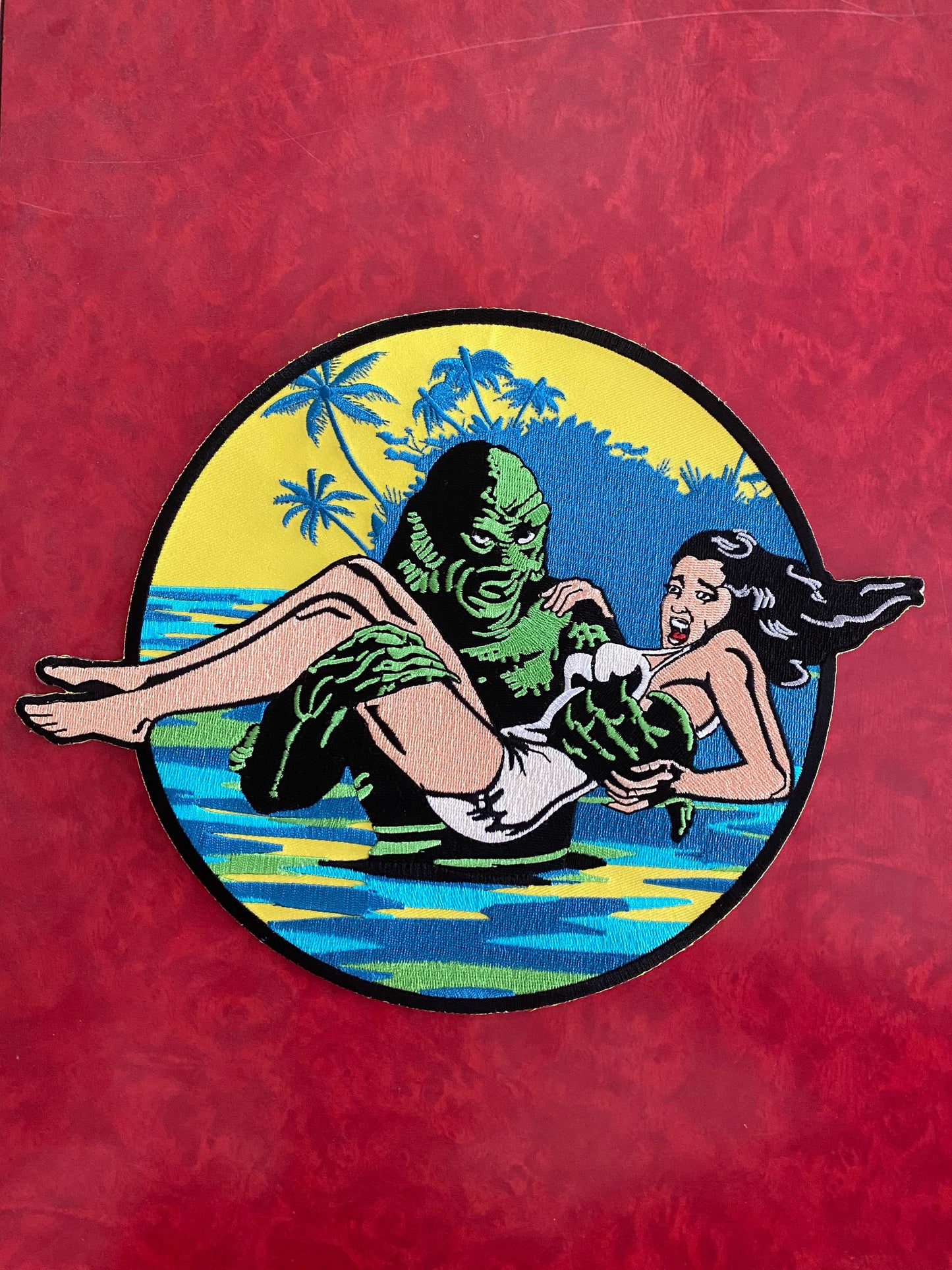 The Creature from the Black Lagoon and Damsel Large Patch, Iron On Embroidered Patch