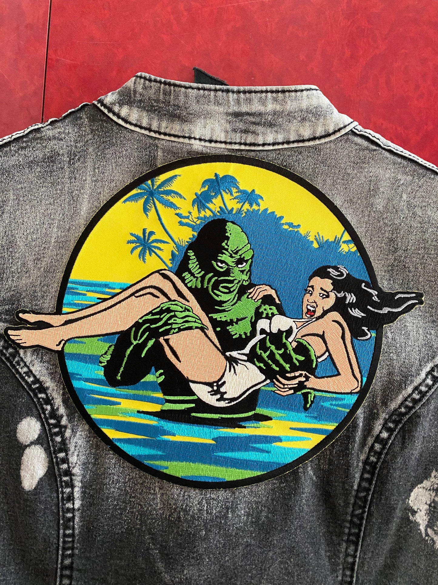 The Creature from the Black Lagoon and Damsel Large Patch, Iron On Embroidered Patch