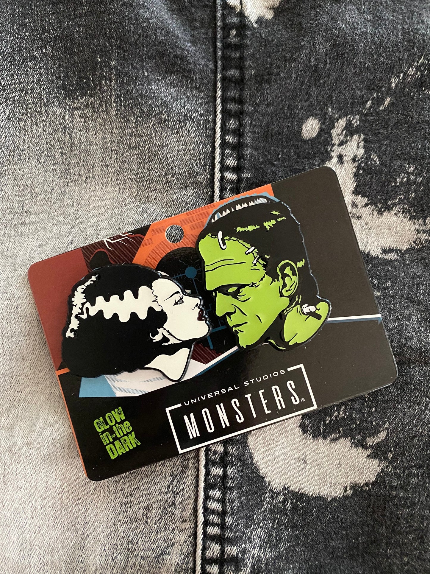 Frankenstein and Bride Enamel Pin Set, Universal Studios Monsters, Glow in the Dark Set