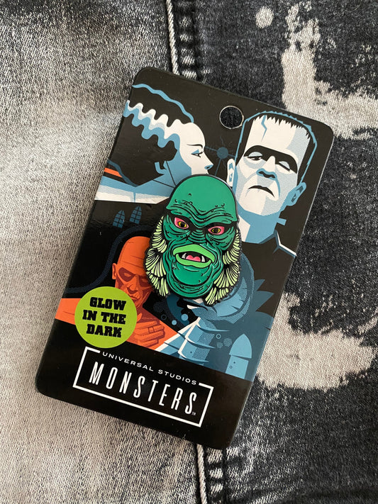 Creature from the Black Lagoon Head Enamel Pin, Universal Studios Monsters, Glow in the Dark