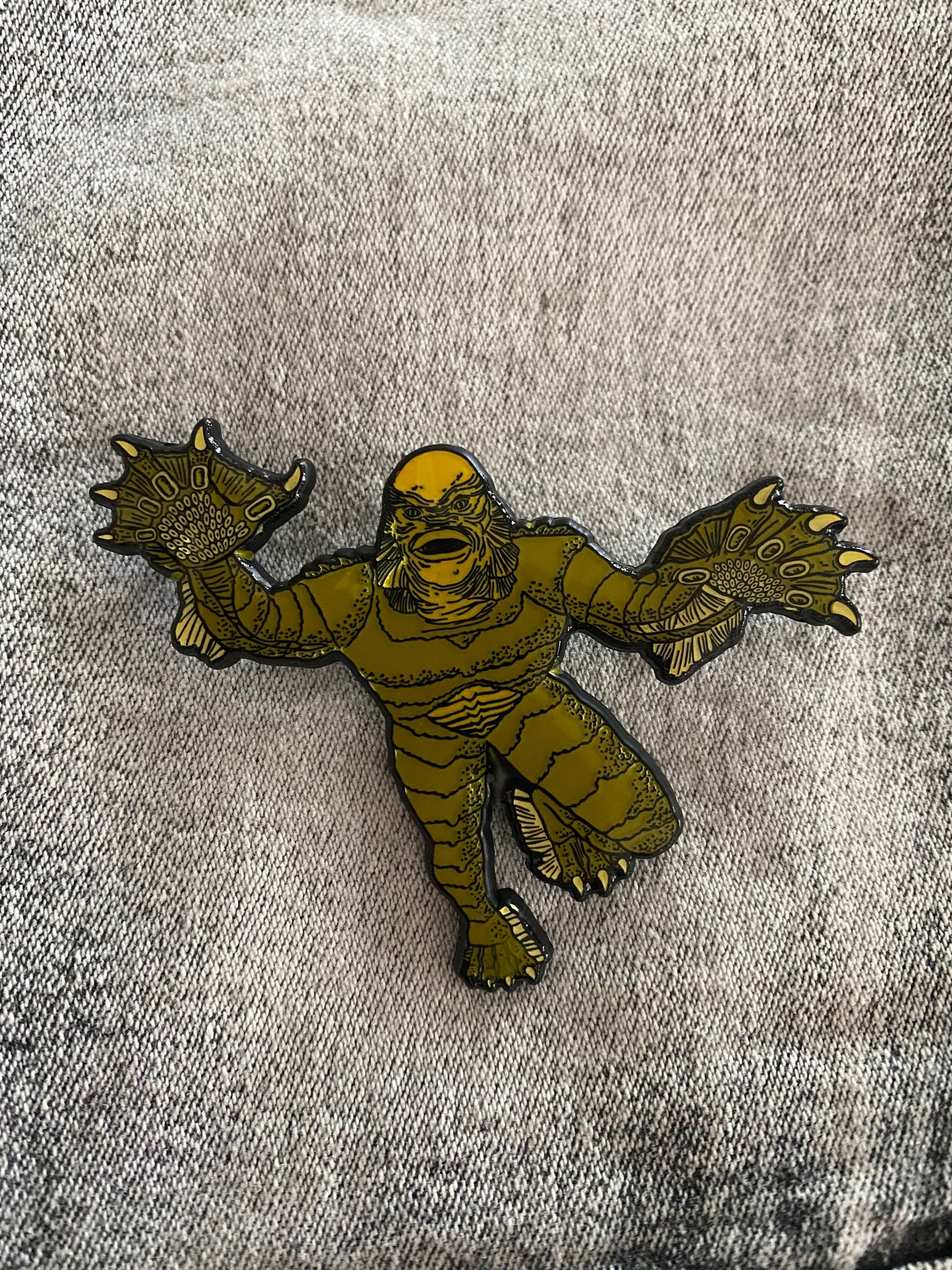 Creature in Swim Pounce Pose Enamel Pin, Universal Studios Monsters, Glow in the Dark