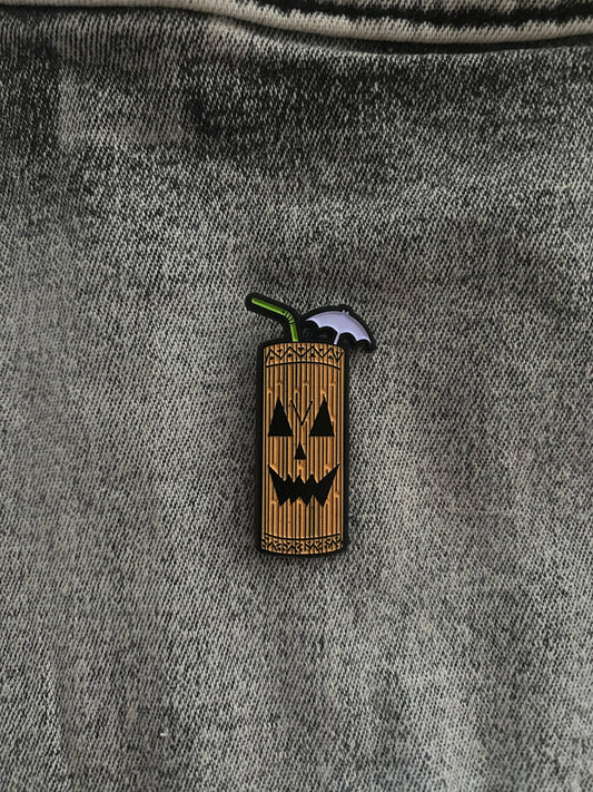 Summerween Halloween Jack-o-lantern Tiki Drink Enamel Pin